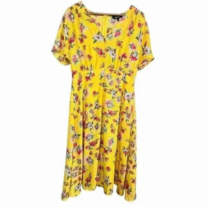 Lulus Windows Down Yellow Floral Print Button-Front Midi Dress | Size Large